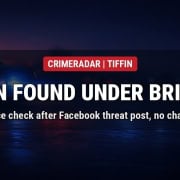 FFP illustration of police emergency lights with the words Man Found Under Bridge